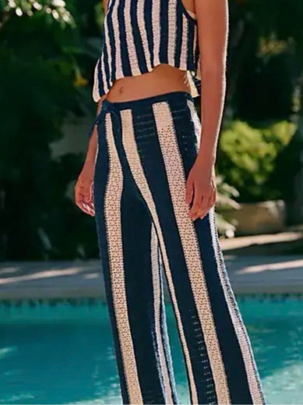 NWT XS FREE PEOPLE FREE-EST NAVY WHITE COMBO JOAN FAUXCHET PANT